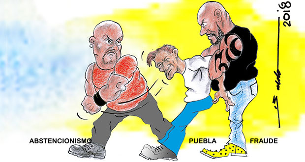 Caricatura: Puebla víctima de fraude y abstencionismo