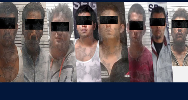 Por diversos delitos, aseguran a 8 hombres en Puebla capital