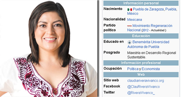 Aparece Claudia Rivera en Wikipedia: primera alcaldesa de izquierda