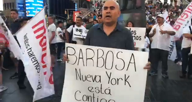 En Nueva York, paisanos se manifiestan contra “fraude electoral” en Puebla