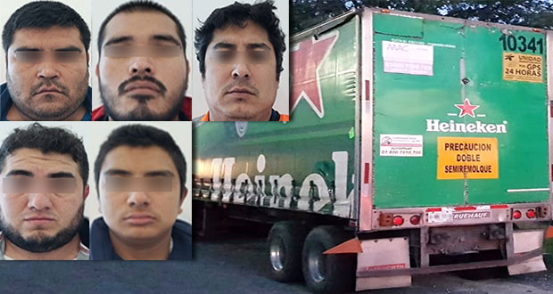 Procesan a 5 miembros de banda dedicada a robo de camiones en Amozoc