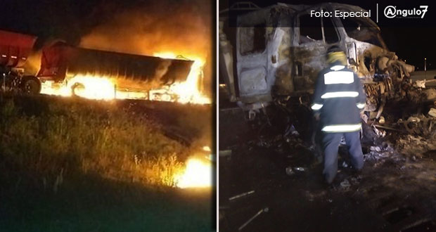 Choque e incendio de camiones provoca cierre de la Puebla-Orizaba