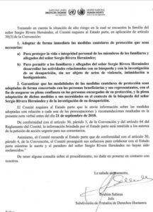 ONG denuncia desaparición forzada de Serio Rivera y piden a ONU intervenir