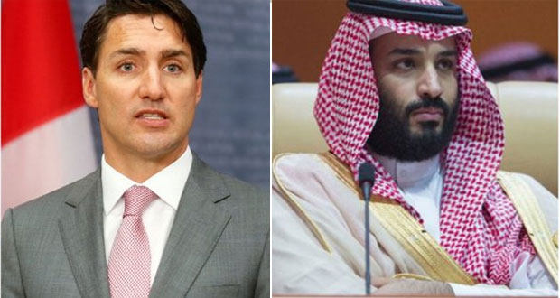 Mohámed bin Salmán, príncipe de Arabia Saudita y Justin Trudeau, primer ministro de Canadá. Foto: AFP / Reuters