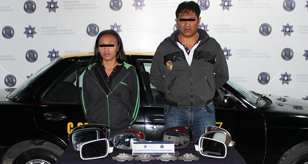 Ssptm asegura a pareja por el delito de robo de autopartes