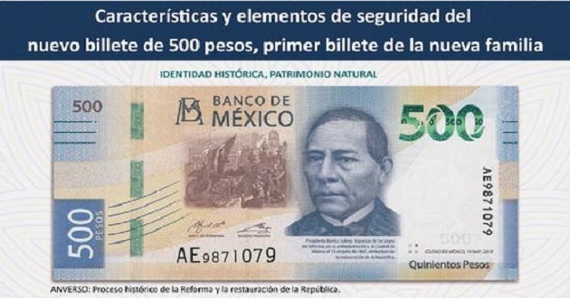El lunes habrá nuevo billete de $500; auguran que saldrá Benito Juárez