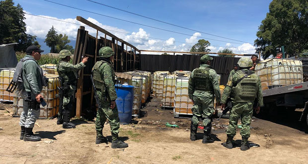 SSP y Sedena aseguran 50 mil litros de gasolina en San Martín