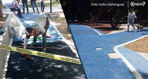 Una semana duró: se daña trotapista en parque Juárez y se repara “a prisa”