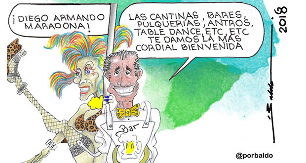 Caricatura: Maradona llega al paraíso terrenal