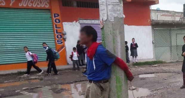 Amarran y golpean a supuesto ladrón en colonia Playas del Sur