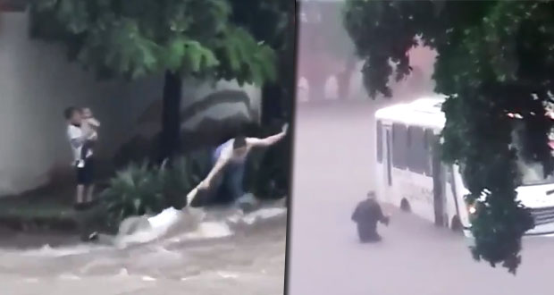 Captan rescates durante inundaciones en Sinaloa