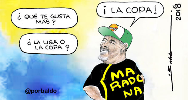 Caricatura: Maradona quiere la Copa, no la Liga