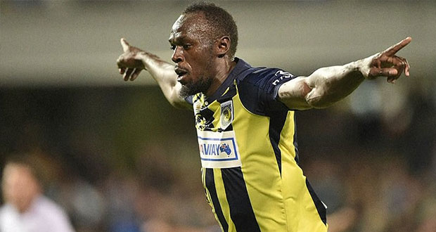 Usain Bolt anota sus primeros 2 goles como futbolista profesional