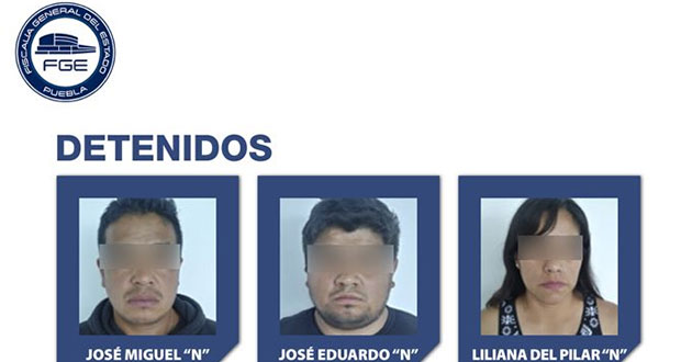 Detienen a tres presuntos ladrones de casa habitación en Puebla