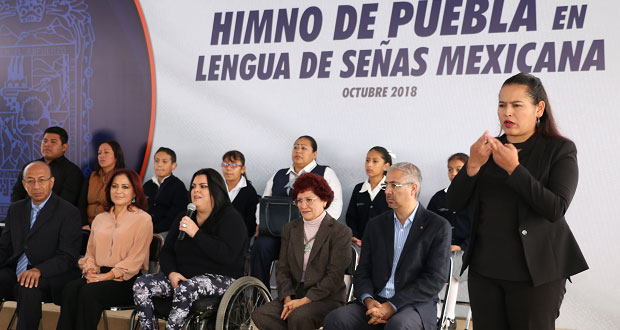 Presentan video del himno de Puebla en lengua de señas mexicana