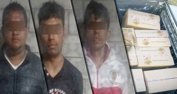 Aseguran a tres hombres por robo a granja en la Matamoros-Atencingo