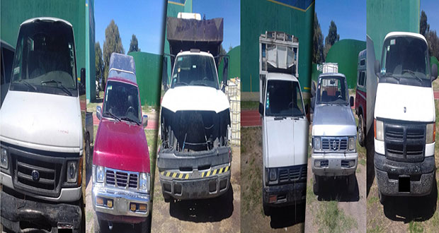 SSP asegura 7 unidades usadas por huachicoleros en Puebla