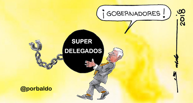 Caricatura: Superdelegados de AMLO, el lastre de gobernadores
