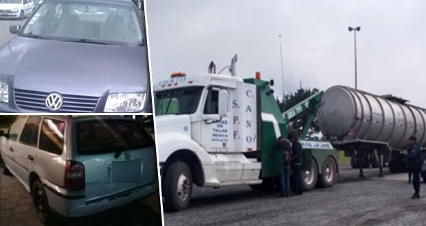 SSP recupera siete vehículos y un autotanque en Puebla