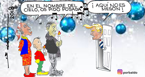 Caricatura: Donald Trump no da posada a migrantes