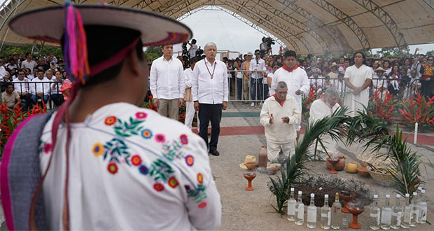 Con ritual, AMLO inaugura obras de Tren Maya