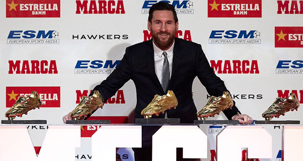 Otra vez el mejor, Messi gana su 5ta Bota de Oro y supera a CR7