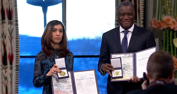 Entregan Nobel de la Paz por combatir violencia sexual en guerra