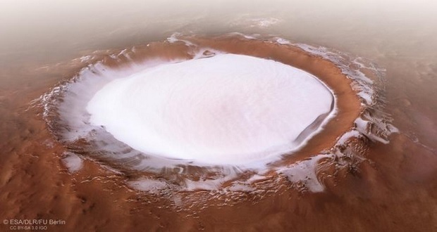 Agencia Especial Europea descubre cráter repleto de hielo en Marte
