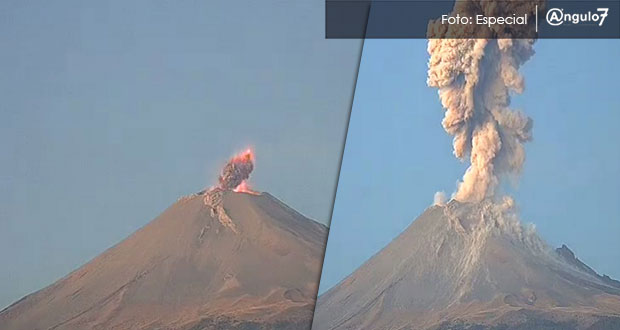Popocatépetl registra 5 erupciones; habrá caída de ceniza hasta el lunes