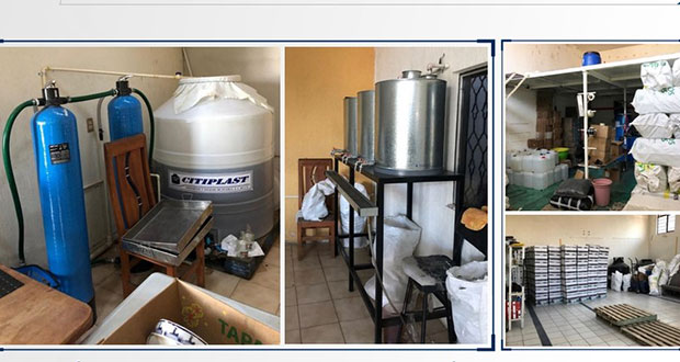 Fiscalía asegura fábrica ilegal de bebidas alcohólicas en Puebla capital