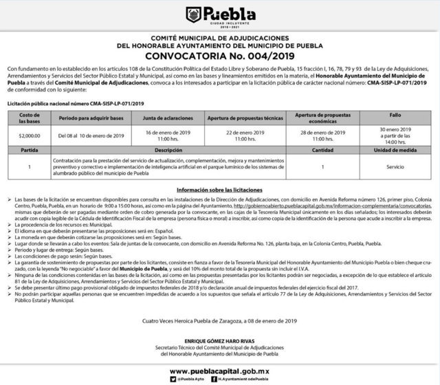 Comuna lanza licitación para alumbrado público