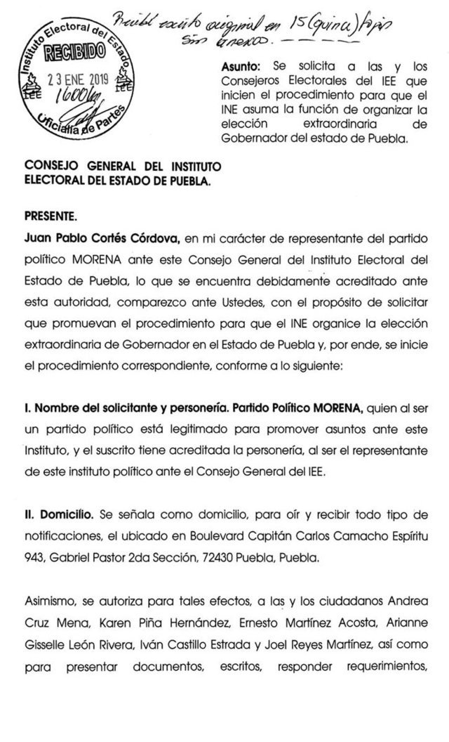 Morena demanda a IEE ceder organización de la elección extraordinaria al INE