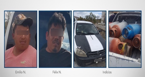 Detienen a dos supuestos ladrones de tanques de gas LP en Tepeaca