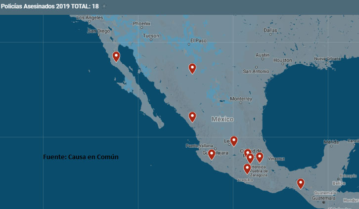 Suman 18 policías asesinados en lo que va del 2019; uno en Puebla
