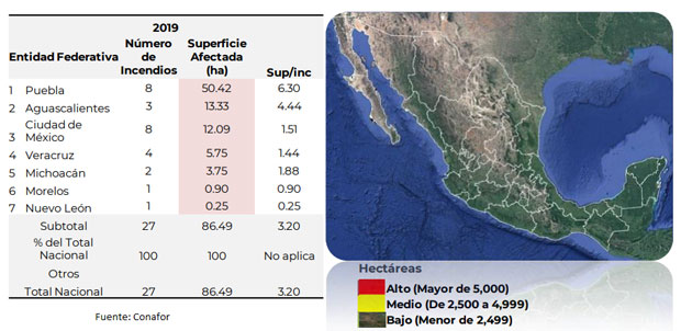 En primeros 10 días de enero, Puebla lidera en incendios forestales: Conafor