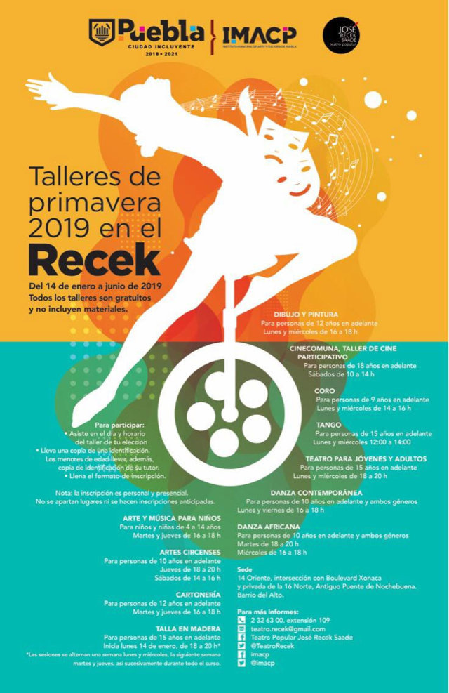 Ayuntamiento de Puebla impartirá 11 talleres de arte y baile