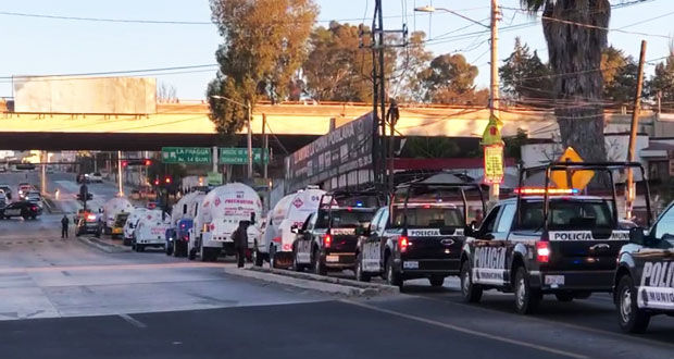En Totimehuacán, Ssptm asegura convoy de pipas con gas ilícito
