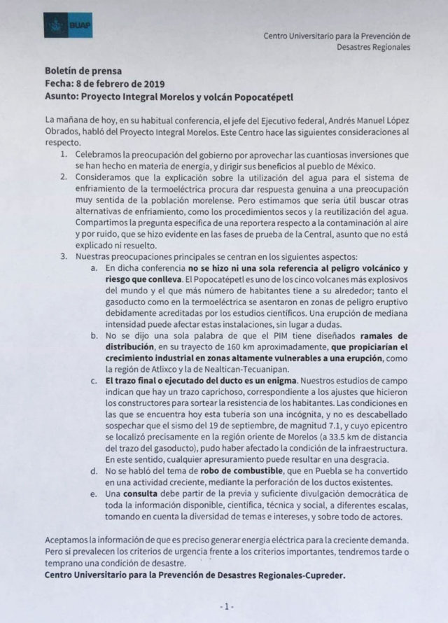 Advierten peligros por cercanía de gasoducto Morelos a Popocatépetl