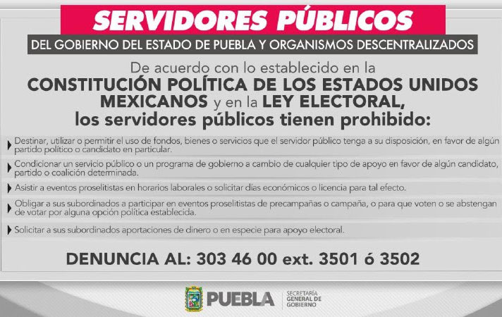 Gobernador y SGG reiteran a funcionarios prohibiciones en proceso electoral