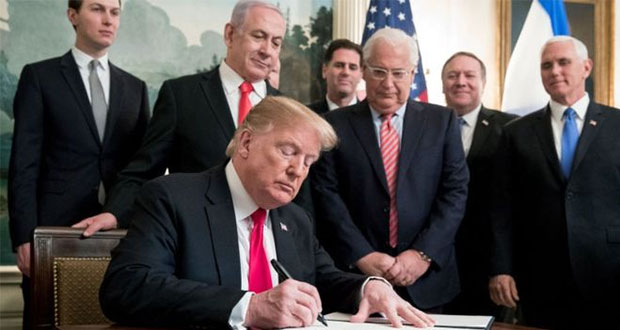 Trump reconoce soberanía de Israel sobre los Altos del Golán