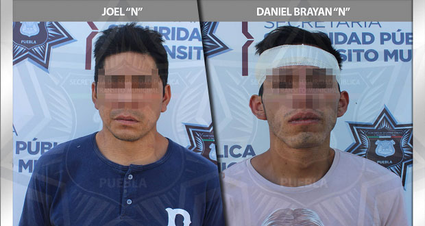 En Puebla capital, detienen a dos hombres por robo a comercio