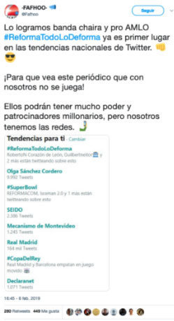 Posturas críticas hacia AMLO son atacados por bots con #PrensaFifi