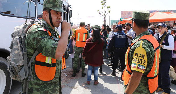 Realizan simulacro de actividad volcánica en San Andrés Calpan