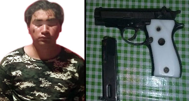 Detienen a hombre por portación ilegal de arma en Tulcingo del Valle