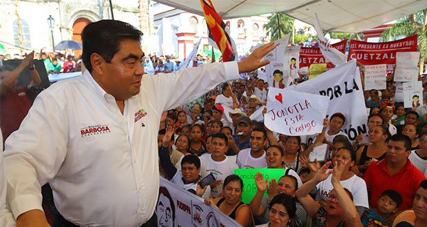 En Cuetzalan, Barbosa afirma que al año destinará 4,500 mdp al campo