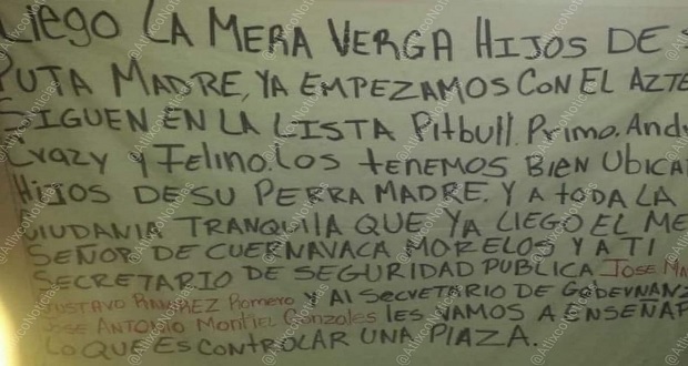 Tras ejecución de “El Azteca”, ponen narcomanta advirtiendo limpia en Atlixco