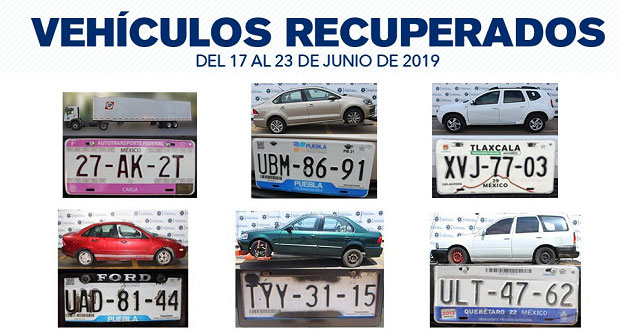 Recuperan 5 autos robados y un camión de remolque en Puebla capital