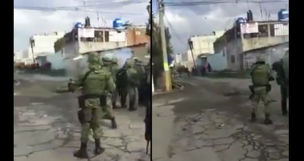 En Texmelucan, apedrean a militares para impedir operativo contra huachicol. Foto: Twitter / @PiwiInfo_Red