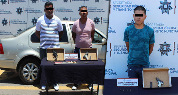 En diversas colonias de la Angelópolis, detienen a 3; portaban armas