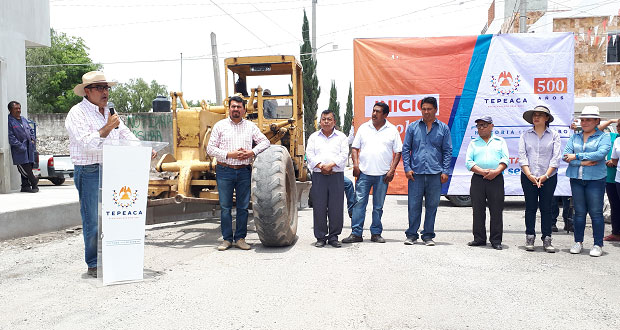 Con concreto asfáltico, inicia rehabilitación calle 3 sur de Tepeaca